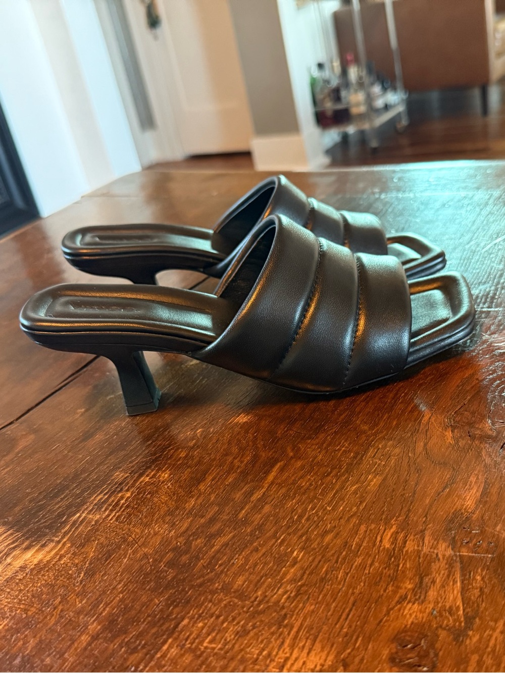 Vince Black Quilted Slide Heels